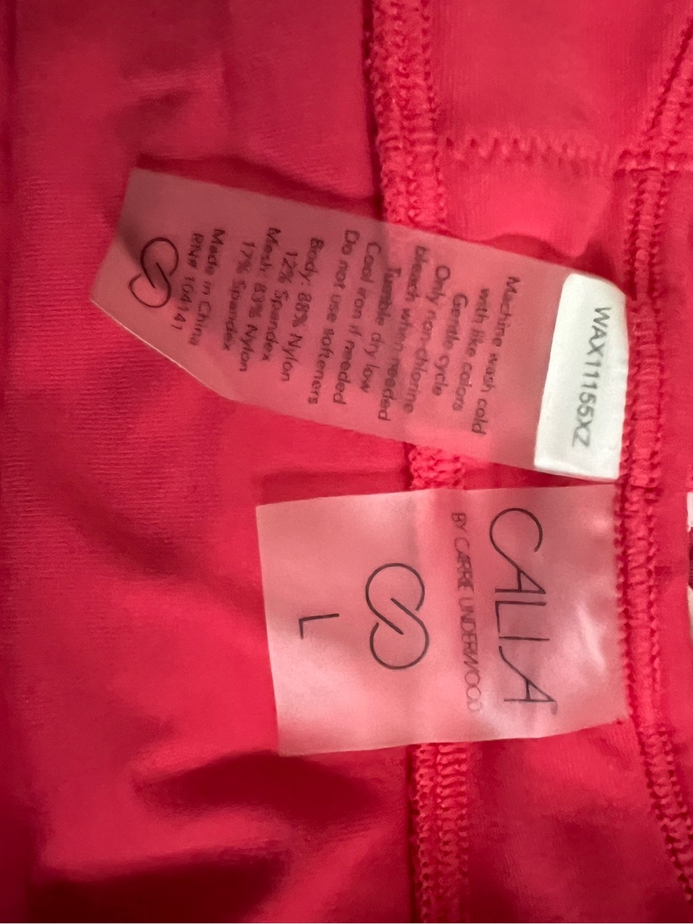 Calia Hot Pink High-Neck Scallop-Trim Sports Bra Lg - Picture 3 of 3